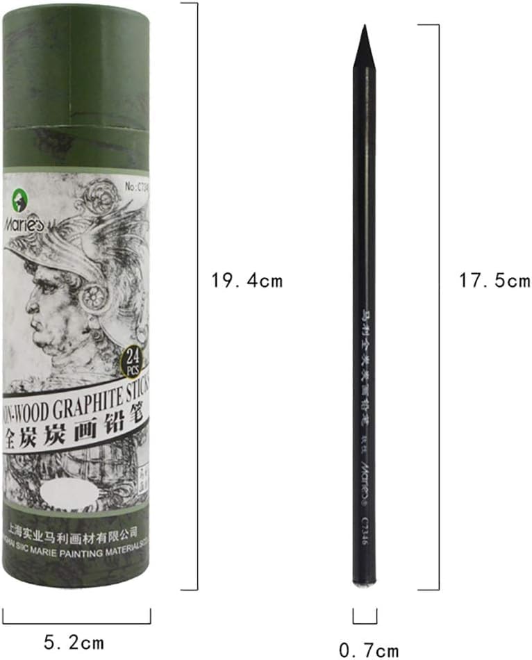 Marie's Full Charcoal/Carbon Pencils Non-wood Graphite Sticks Sketch Charcoal Pencil Soft Charcoal
