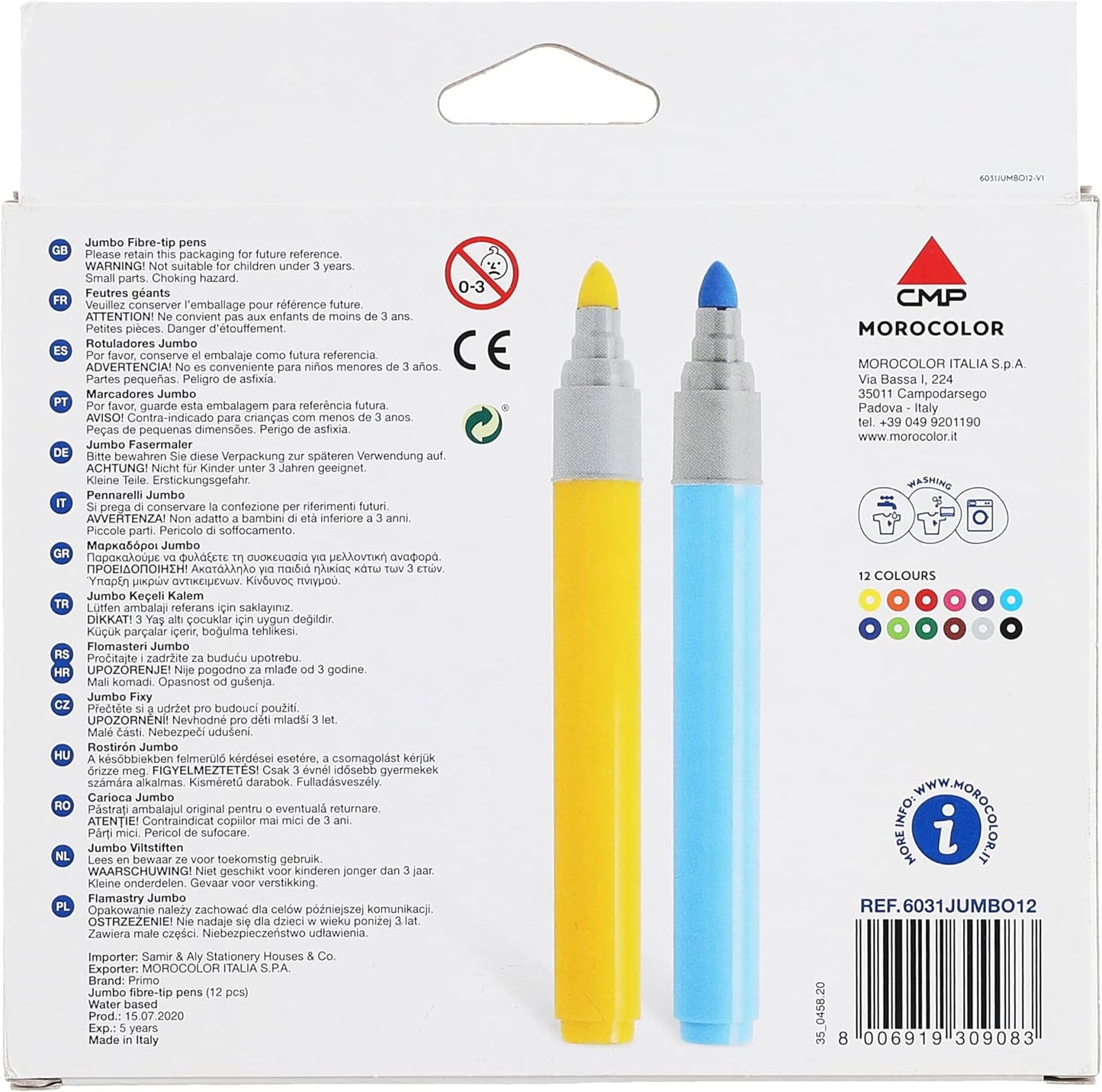 Primo 12 Jumbo Fiber Tip Markers