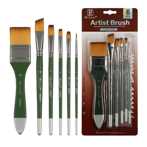 Panwenbo 6pcs Paint Brush Set Different Shapes