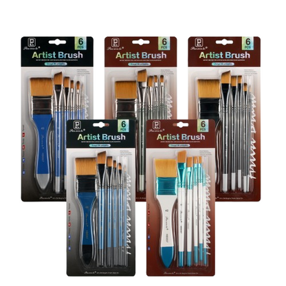 Panwenbo 6pcs Paint Brush Set Different Shapes