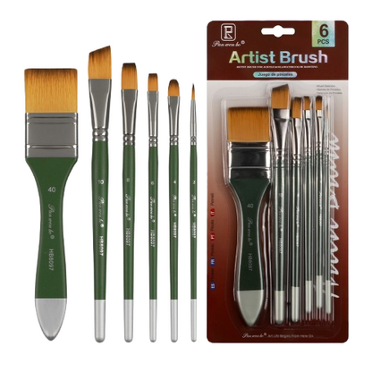 Panwenbo 6pcs Paint Brush Set Different Shapes