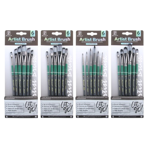 6pcs Premium Wood Nylon Hair Professional Artist Paint Brush Set