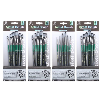 6pcs Premium Wood Nylon Hair Professional Artist Paint Brush Set