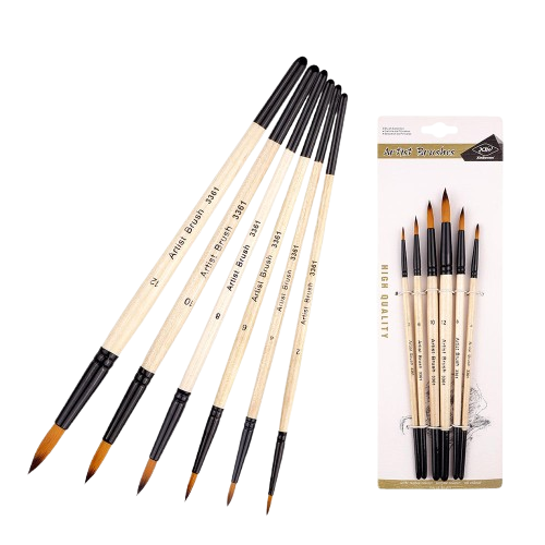 Xin Bowen Artist Brush 6 Pieces Set Wood Handle Brush set
