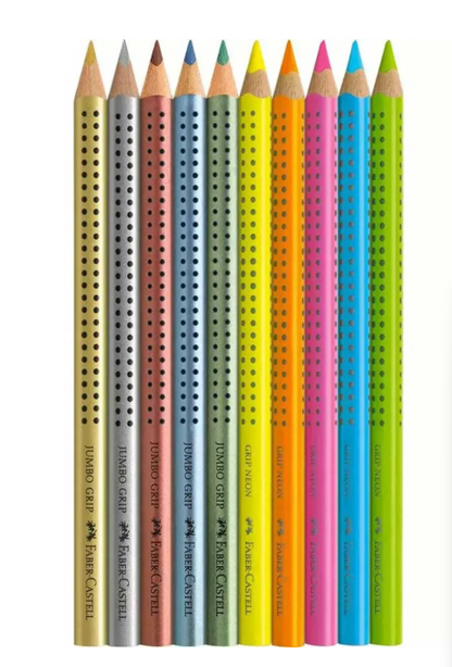 Faber-Castell 110940 Jumbo Grip Neon and Metallic Colouring Set