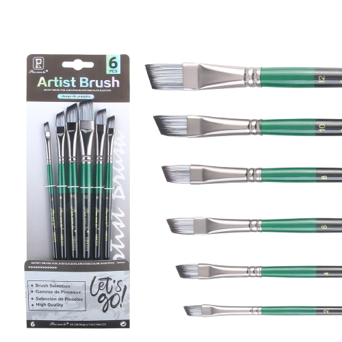 6pcs Premium Wood Nylon Hair Professional Artist Paint Brush Set