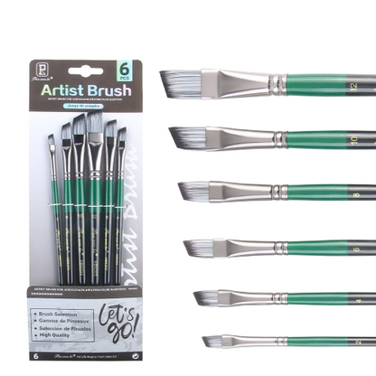 6pcs Premium Wood Nylon Hair Professional Artist Paint Brush Set