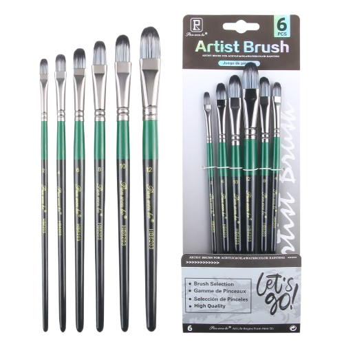 6pcs Premium Wood Nylon Hair Professional Artist Paint Brush Set