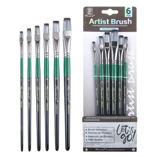 6pcs Premium Wood Nylon Hair Professional Artist Paint Brush Set