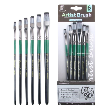 6pcs Premium Wood Nylon Hair Professional Artist Paint Brush Set