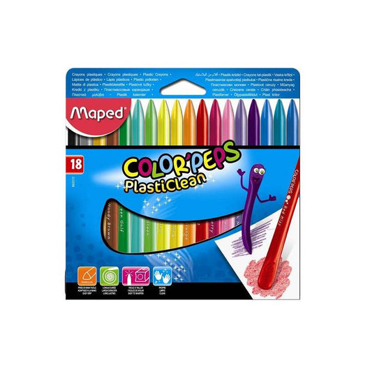 Maped plastic clean wax crayons